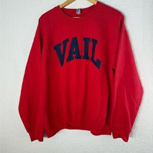 Vail Colorado Printed Gildan Red Crewneck Sweatshirt Large Unisex Casual Ski